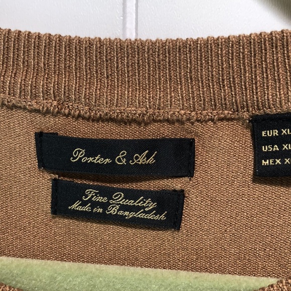 Porter & Ash men’s lightweight Crewneck super soft sweater cinnamon brown XL - Picture 2 of 6